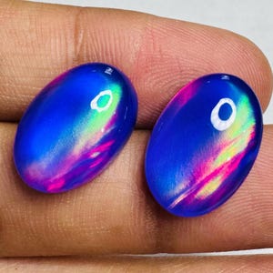 Aurora Borealis Pair, Loose Gemstone, Opal, Opal Jewelry, Aurora Opal Doublet, Aurora Opal Gemstone, Ethiopian Opal, Opal Cabochon, 17X12 MM
