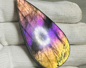 Lila Blitz Labradorit Edelstein Cabochon: Pear Form Anhänger Stein (60X31X7 MM)