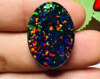 Aurora Opal Cabochon Lab Created Orange Fire Opal Loose Stone for Ring Making, AAA Flash Opal Jewelry Supply Size 25X18 MM