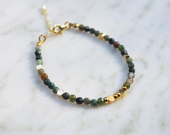 Agate beaded bracelet, handmade jewellery, autentic gemstones 18k gold plated bracelet