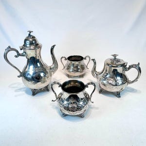 Silver Plated Antique Coffee and Tea set - England.