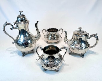 Silver Plated Antique Coffee and Tea set - England.