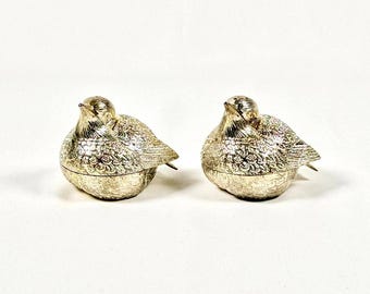 Vintage Silver Plated Bird Salt and Pepper Shakers, Sparrow Decor