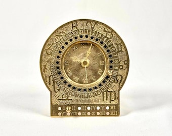 Brutalist Zodiac Clock // Vintage Clock done in Solid Brass// Made in Germany in 1970s