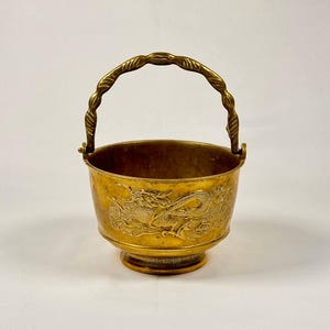 Antique Chinese Brass Dragon Bowl, Planter, Flower Holder