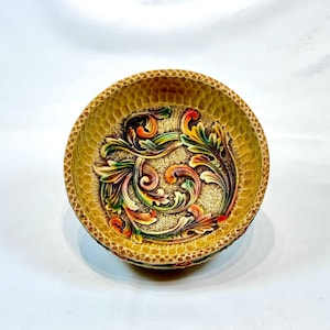 Rosemaling Ceramic Bowl , Norwegian Folk Art