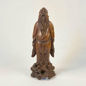 China Chinese Wood Carving God of Statue.