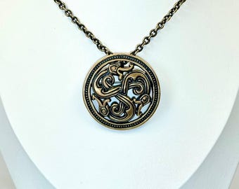 Broche colgante de bronce SIGMUND ESPELAND, collar vintage "SE Snorre Bronse", vikingo celta, Noruega