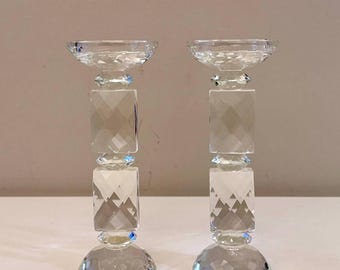 Vintage franska kristallljusstakar Lafayette Cristal par 1970-talet