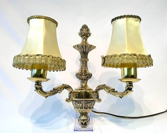 Pair Vintage Brass Wall Sconce, Victorian Style Lighting