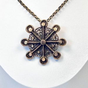 Vintage Norwegian bronze starburst pendant/brooch necklace by Knut P A brutalist icon of Norwegian modernism, abstract pendant brooch