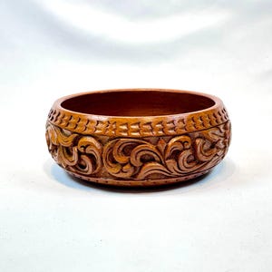 Wooden Bowl, Vintage Handcarved Wood Bowl, Scandinavian Wooden Bowl,Rosemaling Folk Art, Hand Carved Wooden Dish,Norwegian Wooden Bowl