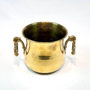 Antique Metal Gold Hammered Patterned Brass Plant Pot Planter Jardiniere Handmade Vintage Urn Decorative Handles