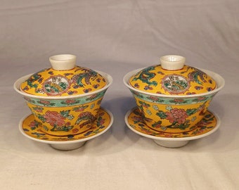 Taza de té tradicional chino Fénix y Dragón