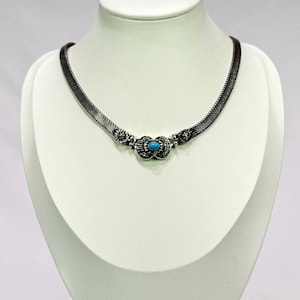 Vintage Sterling Silver Turquoise Necklace.