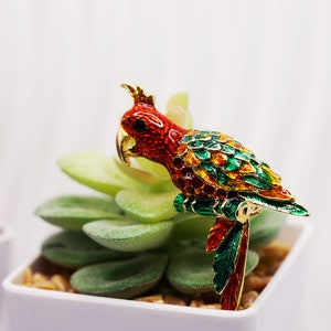Enamel Parrot Brooch, Attractive Parrot Brooch, Nature Inspired Brooch, Bird Fashion Jewelry, Enamel Parrot Fashion Jewelry