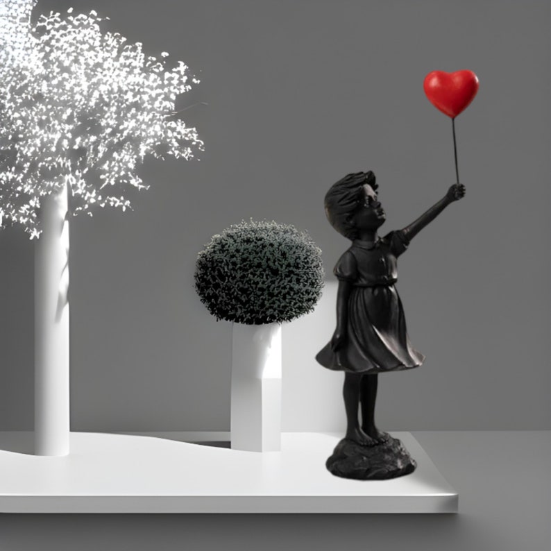 Banksy Flying Balloon Statue Street Art Figurine, Decorative Figurines