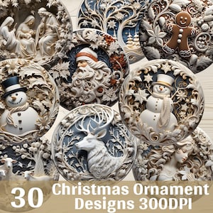 3D Weihnachtsverzierung 30 PNG Design Bundle Sublimation PNG Bundle Festliche Runde Weihnachtsverzierungen Png Bundle 3D Runde Sublimation