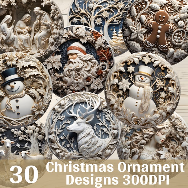 3D Christmas Ornament 30 PNG Design Bundle Sublimation PNG Bundle Festive Round Christmas Ornaments Png Bundle 3D Round Sublimation