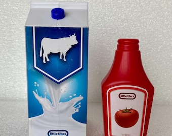 Little Tikes Pretend Play Kitchen Food: Play Milk Carton and Ketchup Bottle