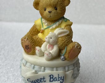 Enesco 2001 Cherished Teddies "First Curl" Keepsake Covered Box #778915