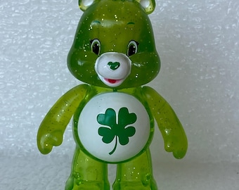CARE BEARS Good Luck Bear Green Translucent Glitter Fun Figure Cake Topper 3" Tall