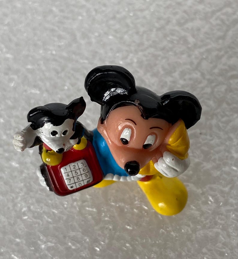 Vintage Walt Disney Productions Mickey Mouse on Mickey Phone PVC 2" Mini Figure image 4