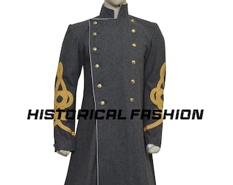 Chaqueta de la Guerra Civil, Chaqueta Confederada Rara, Chaqueta Reglamentaria para Hombre, Levita de Coronel de Lana Gris para Hombre