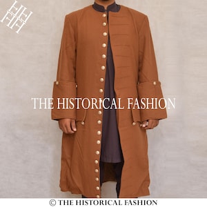 New Men 1750 Horse Riding Frock Coat, Military Frock Coat, 17th Century Frock Coat, 80's Frock Coat, Victorian Frock Coat Brown Wool Coat