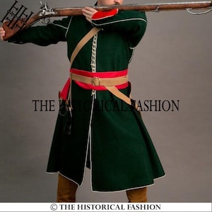 18th Century Green Wool Soldier Uniform, Guardsman Frock Coat