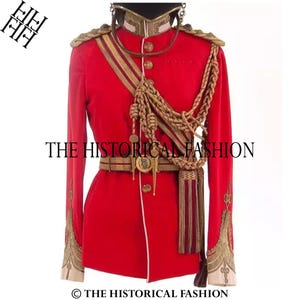 Red Wool British Uniform Jacket: Victorian Imperial Guard Style