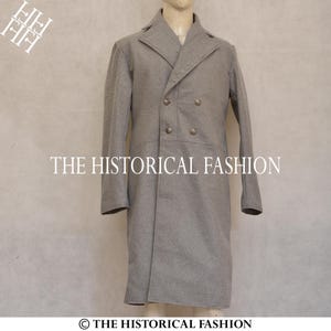 New Men Frock Coat, Victorian Frock Coat, 18th Century Military Frock Coat, Colonel Frock Coat Grey Wool Jacket
