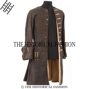 Brown Wool Pirate Captain Frock Coat - Colonial Style