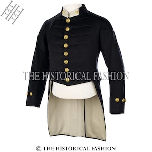 Men&#39;s Navy Wool Tailcoat: 18th Century British Naval Jacket