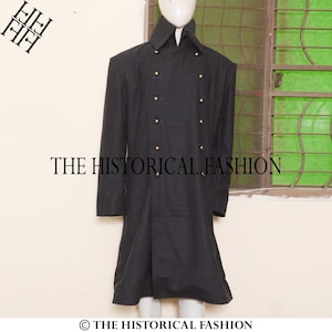 Colonial Frock Coat, Military Frock Coat, David Frock Coat, 18th Century Frock Coat, Men Black Wool Civil War Frock Coat