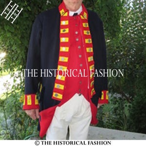 Navy Blue Wool Revolutionary War Artillery Coat - British Uniform