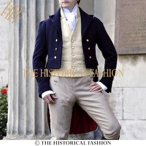 Navy Blue Wool Regency Tailcoat: 18th Century Victorian Coat