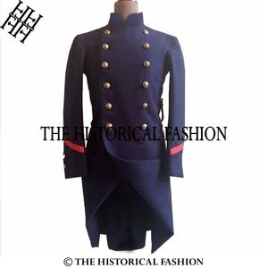 Navy Blue Wool Frock Coat: 19th Century French Infantry Overcoat