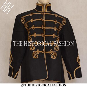 Men&#39;s Black Wool Hussar Jacket: British Cavalry Style