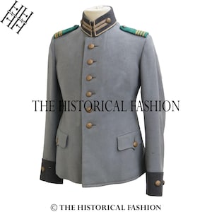 Grey Wool Military Dragoon Jacket: 18th Century Officer Style