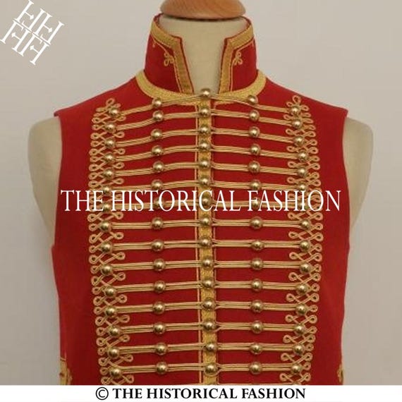 Hussar Officer Vest, Military Hussar Waistcoat, 19th Century Red