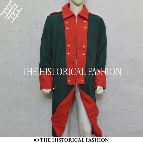 Green Wool Revolutionary War Coat: Royal Regimental Jacket