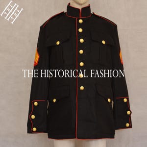 Black Wool British Guard Jacket: 18th Century Royal Uniform