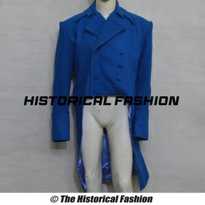 Blue Wool Regency Tailcoat: Victorian Nordic Style