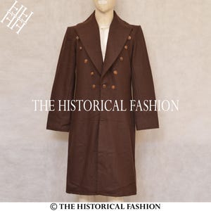 New Men Regency Era Frock Coat, 18th Century Frock Coat, Wedding Frock Coat, Steampunk Goth Frock Coat Brown Wool Jacket