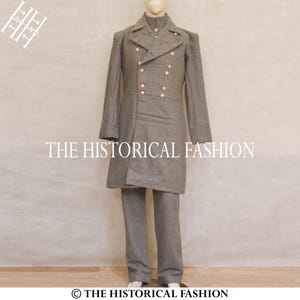 Frock Coat, David Moore Uniform, 18th Century Colonial Frock Coat, Military Frock Coat, Victorian Frock Coat Men Grey Wool Jacket