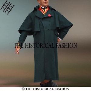 Wool Inverness Cape Overcoat: 19th Century Victorian Costume