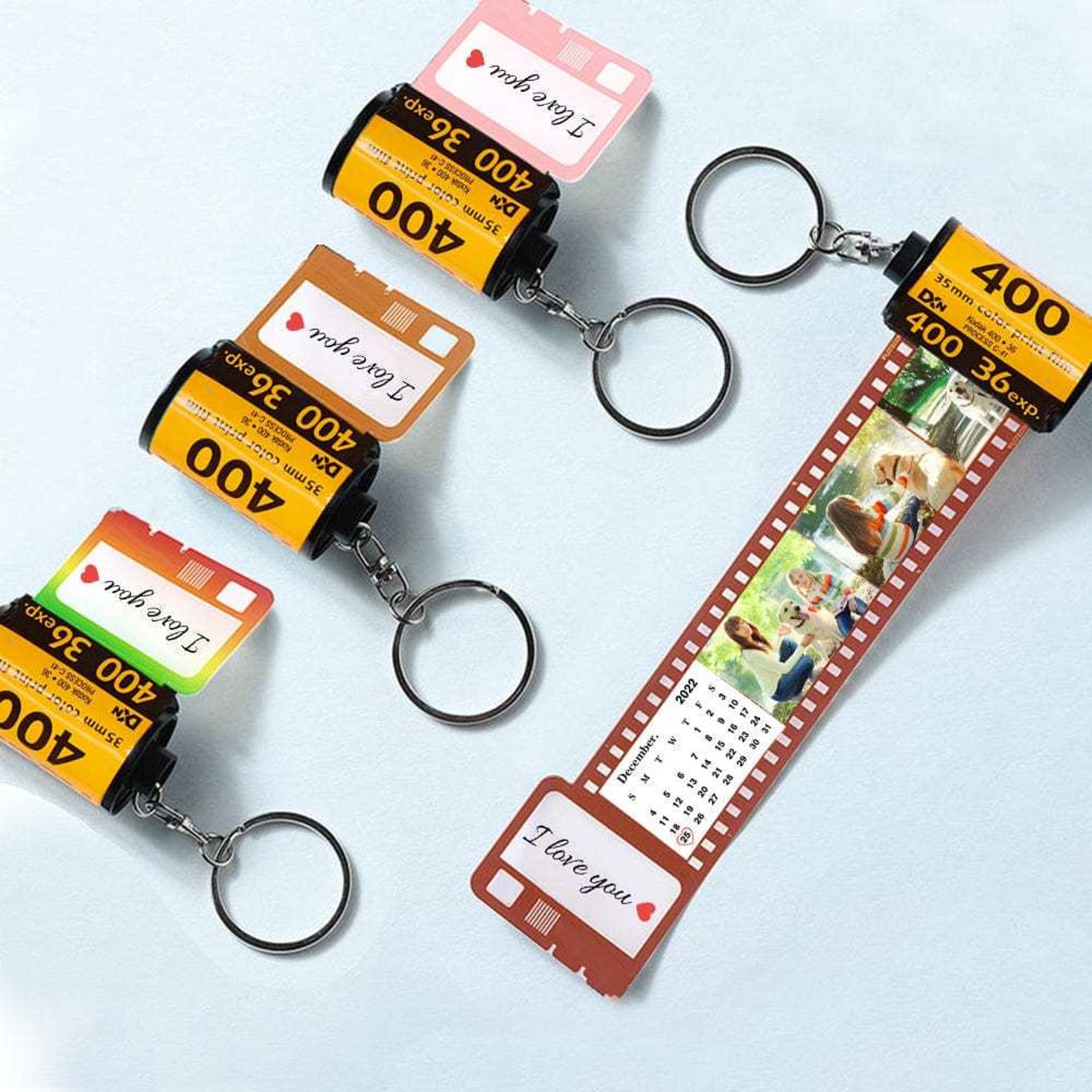 Custom Photo Camera Roll Keychain Personalized Colorful Calendar Film