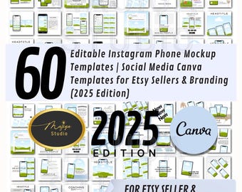 60 Instagram Phone Mockup Templates: Social Media Canva Designs