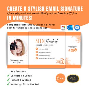 Canva Email Signature Template: Modern Orange Design (Digital Download)